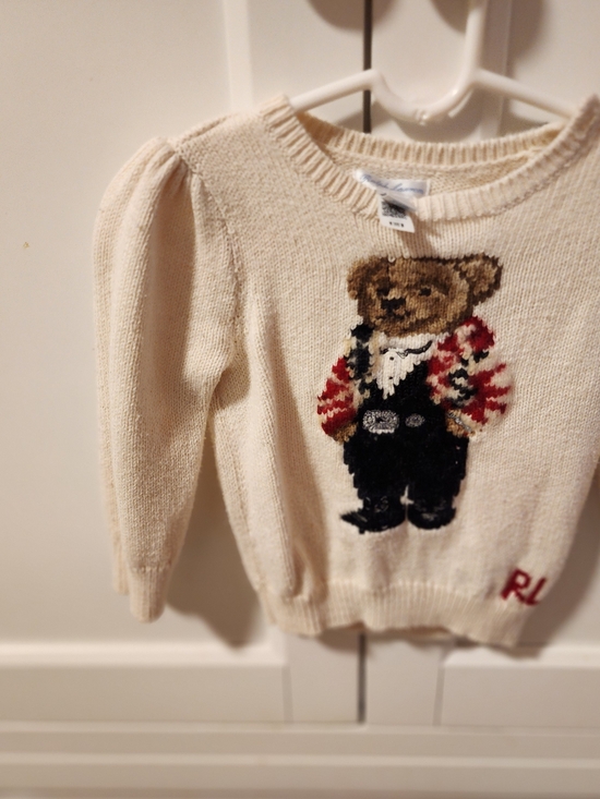 Ralph Lauren Other - Ralph Lauren Cream Knit Teddy Bear Sweater with Puff Shoulders